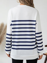 Striped Round Neck Long Sleeve T-Shirt OutfitFlow